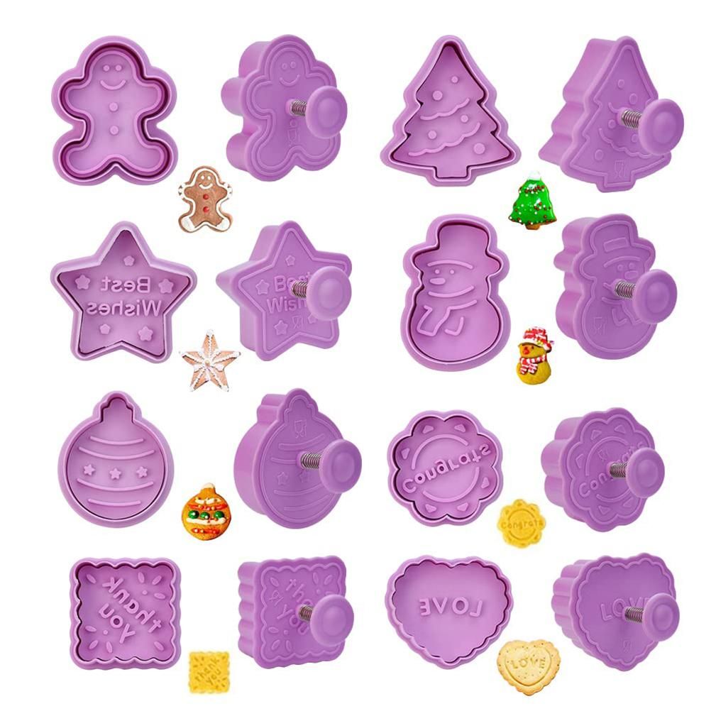 8 Pcs Christmas Cutters Biscuit Cutters Plastic Cutters Children's Stamp Festival Cutter Set for Biscuits V1294-YM0523-10321593