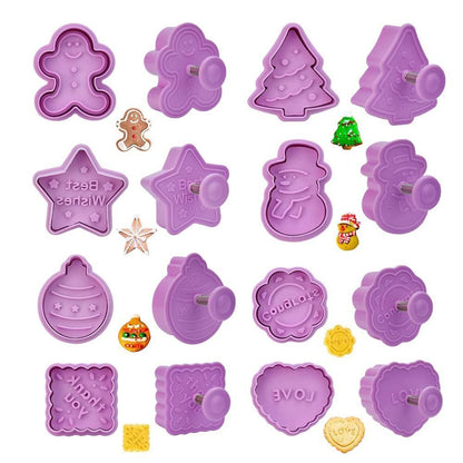 8 Pcs Christmas Cutters Biscuit Cutters Plastic Cutters Children's Stamp Festival Cutter Set for Biscuits V1294-YM0523-10321593
