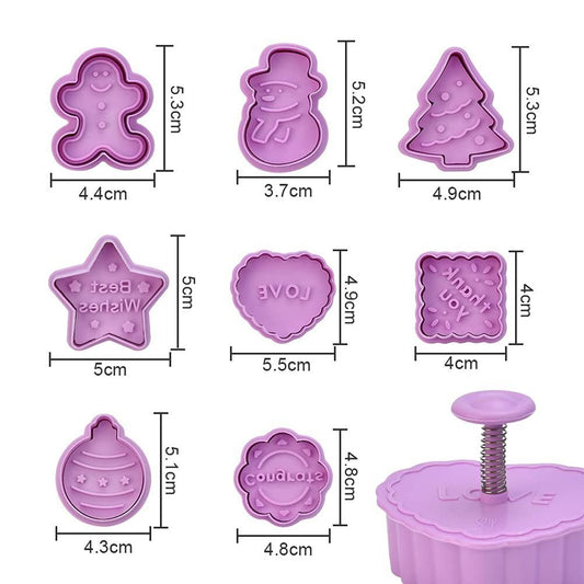 8 Pcs Christmas Cutters Biscuit Cutters Plastic Cutters Children's Stamp Festival Cutter Set for Biscuits V1294-YM0523-10321593