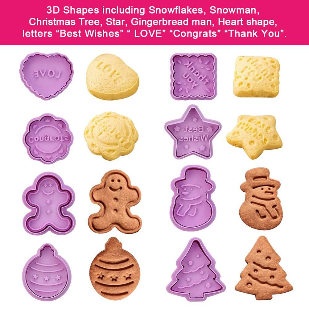 8 Pcs Christmas Cutters Biscuit Cutters Plastic Cutters Children's Stamp Festival Cutter Set for Biscuits V1294-YM0523-10321593