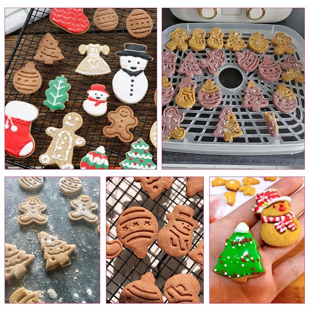 8 Pcs Christmas Cutters Biscuit Cutters Plastic Cutters Children's Stamp Festival Cutter Set for Biscuits V1294-YM0523-10321593