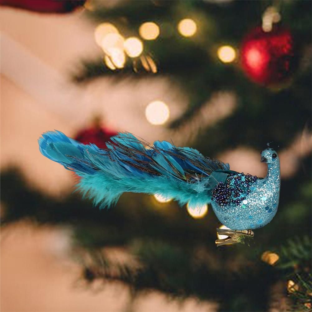 Christmas Tree Decorations 3D Simulation Peacock Decoration Artificial Feather Pendant for Gardens and V1294-YM0523-10321820