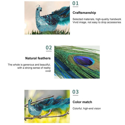 Christmas Tree Decorations 3D Simulation Peacock Decoration Artificial Feather Pendant for Gardens and V1294-YM0523-10321820
