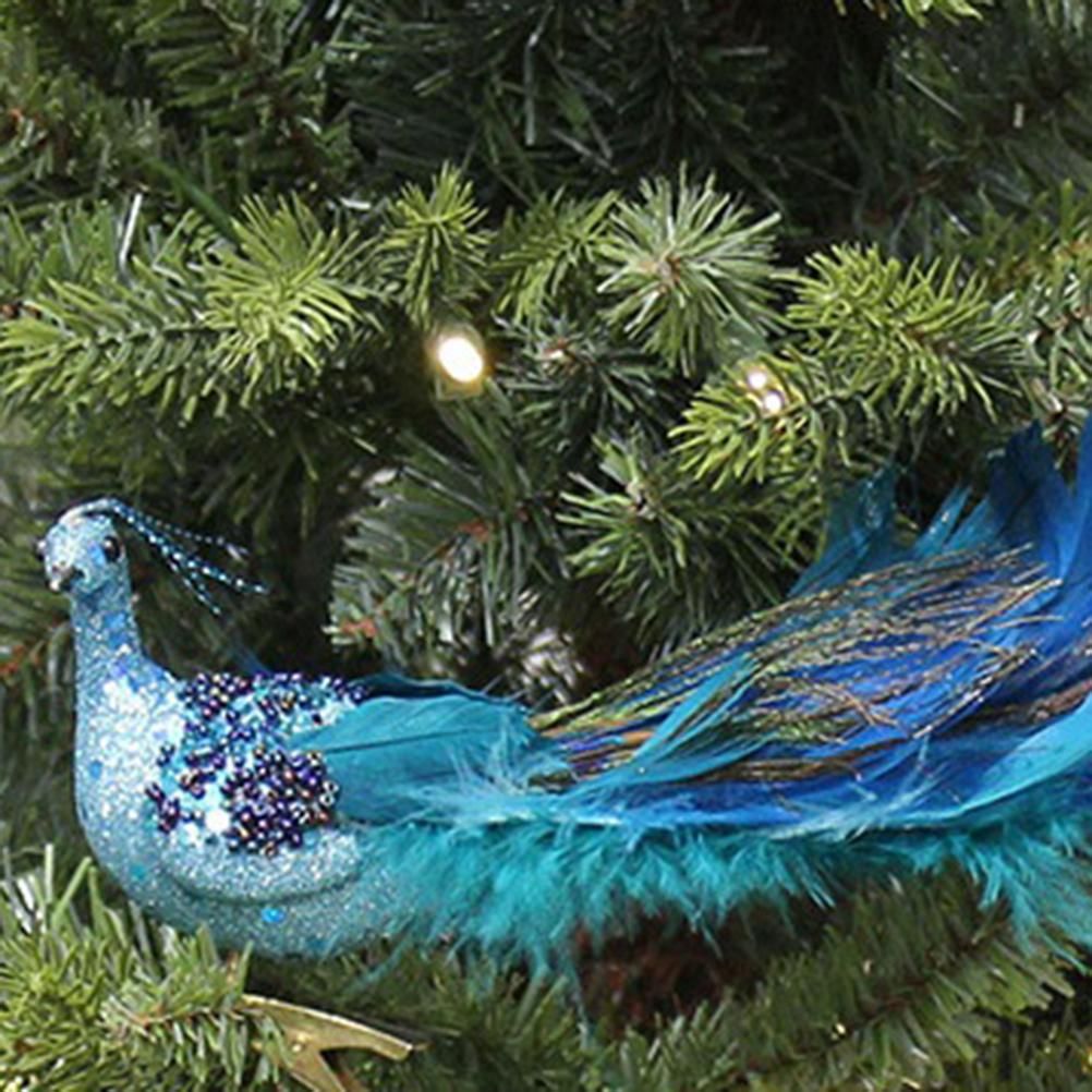 Christmas Tree Decorations 3D Simulation Peacock Decoration Artificial Feather Pendant for Gardens and V1294-YM0523-10321820