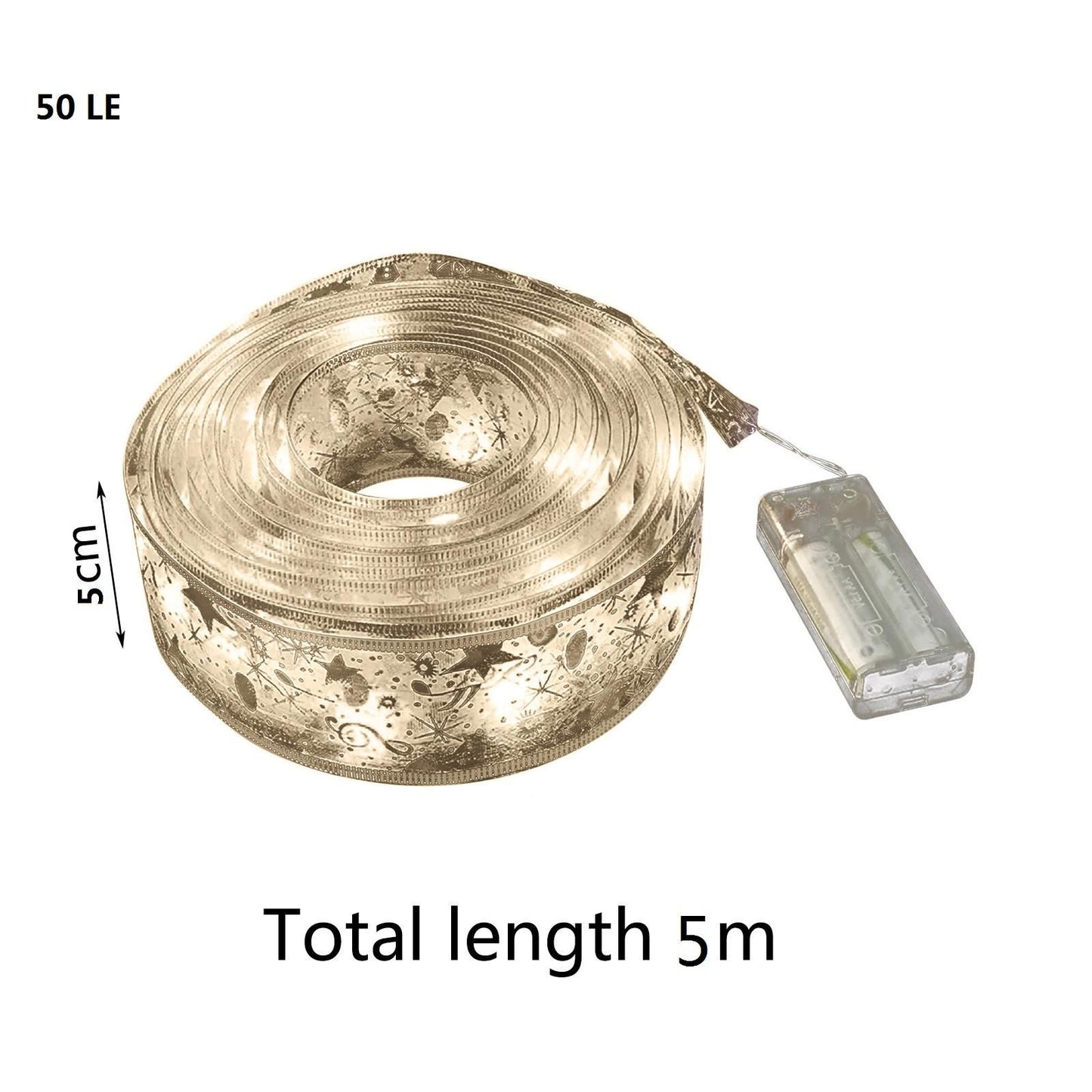 50 LED 5M Christmas Ribbon Bows With LED Fairy Lights Strings Christmas Tree Ornaments New Year Home Decor V1294-YM0523-10321826