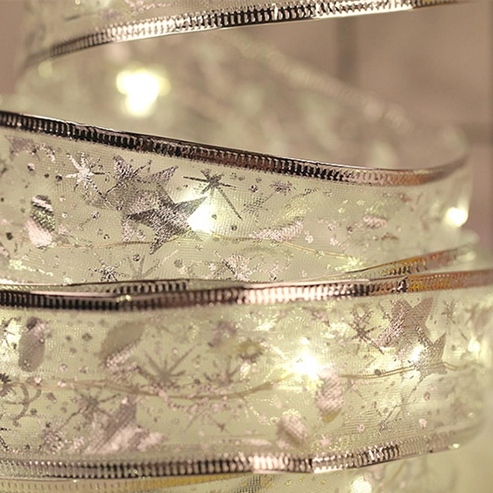 50 LED 5M Christmas Ribbon Bows With LED Fairy Lights Strings Christmas Tree Ornaments New Year Home Decor V1294-YM0523-10321826
