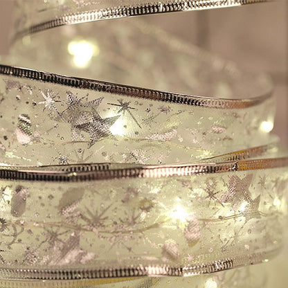 50 LED 5M Christmas Ribbon Bows With LED Fairy Lights Strings Christmas Tree Ornaments New Year Home Decor V1294-YM0523-10321826