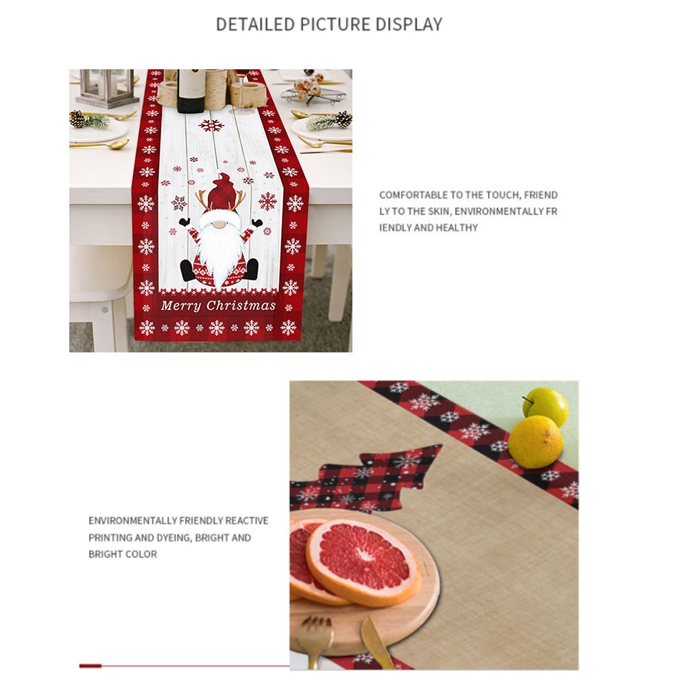 Christmas Gnome Table Runner Dwarf Striped Cotton and Linen Tablecloth Christmas Decoration for Dining Table V1294-YM0523-10322084