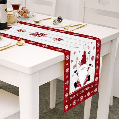 Christmas Gnome Table Runner Dwarf Striped Cotton and Linen Tablecloth Christmas Decoration for Dining Table V1294-YM0523-10322084