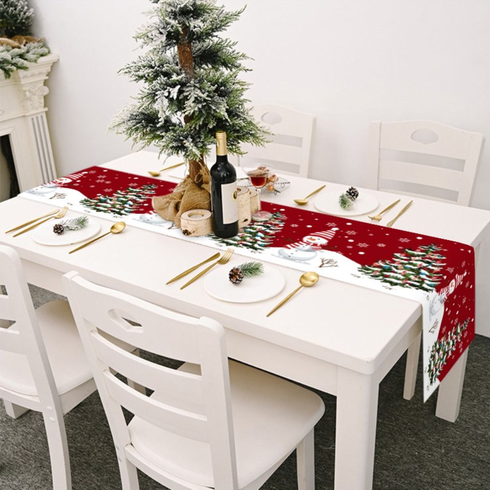 Christmas Gnome Table Runner Dwarf Striped Cotton and Linen Tablecloth Christmas Decoration for Dining Table V1294-YM0523-10322085