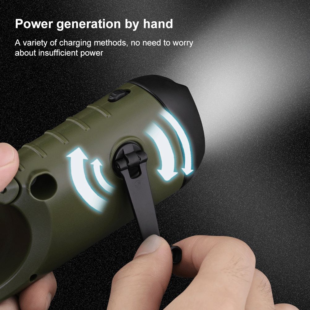 Solar Powered Hand Crank Flashlight Emergency LED Flashlight Survival Flashlight Quick Snap Carbiner V1294-YM0523-10322203