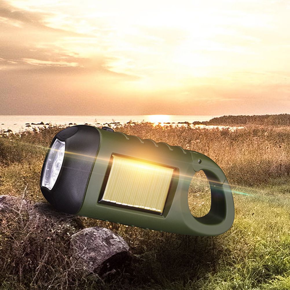 Solar Powered Hand Crank Flashlight Emergency LED Flashlight Survival Flashlight Quick Snap Carbiner V1294-YM0523-10322203