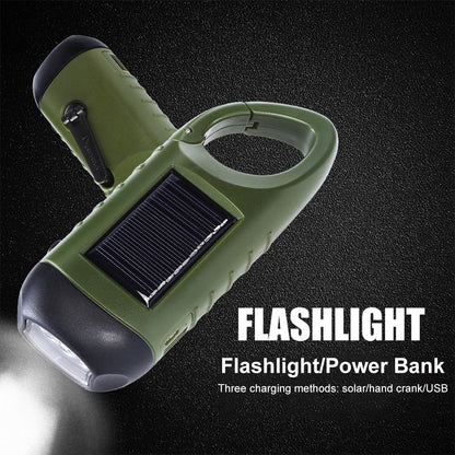 Solar Powered Hand Crank Flashlight Emergency LED Flashlight Survival Flashlight Quick Snap Carbiner V1294-YM0523-10322203
