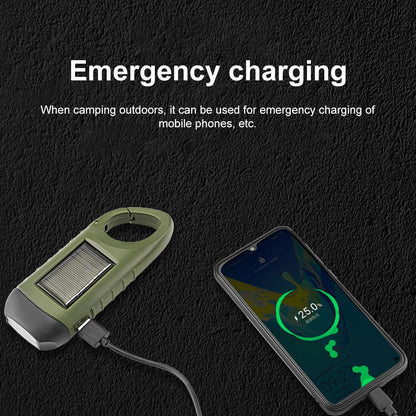 Solar Powered Hand Crank Flashlight Emergency LED Flashlight Survival Flashlight Quick Snap Carbiner V1294-YM0523-10322203