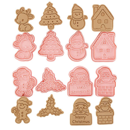 8 Pcs/Set DIY Christmas Biscuit Mould Cartoon Cutter 3D Biscuits Mold Plastic Baking Mould Decorating Tools V1294-YM0523-10322801