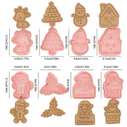 8 Pcs/Set DIY Christmas Biscuit Mould Cartoon Cutter 3D Biscuits Mold Plastic Baking Mould Decorating Tools V1294-YM0523-10322801