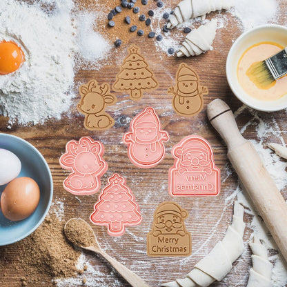 8 Pcs/Set DIY Christmas Biscuit Mould Cartoon Cutter 3D Biscuits Mold Plastic Baking Mould Decorating Tools V1294-YM0523-10322801