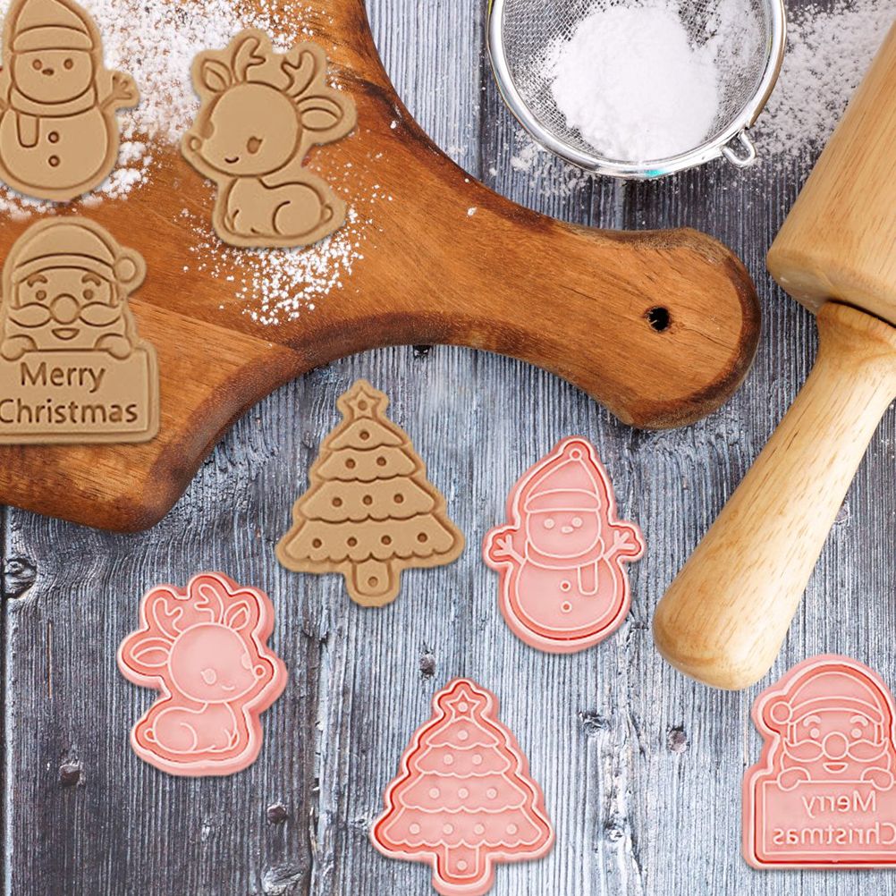 8 Pcs/Set DIY Christmas Biscuit Mould Cartoon Cutter 3D Biscuits Mold Plastic Baking Mould Decorating Tools V1294-YM0523-10322801