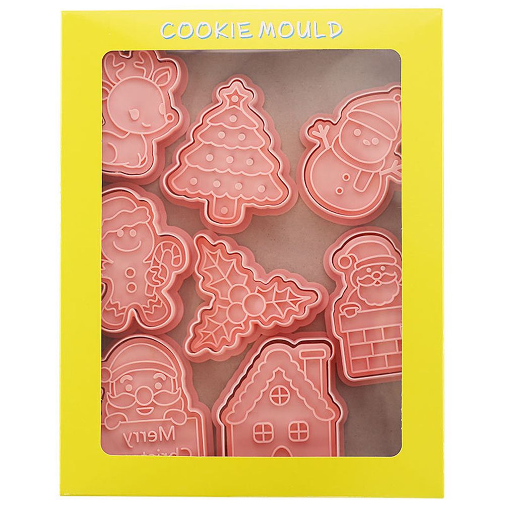8 Pcs/Set DIY Christmas Biscuit Mould Cartoon Cutter 3D Biscuits Mold Plastic Baking Mould Decorating Tools V1294-YM0523-10322801