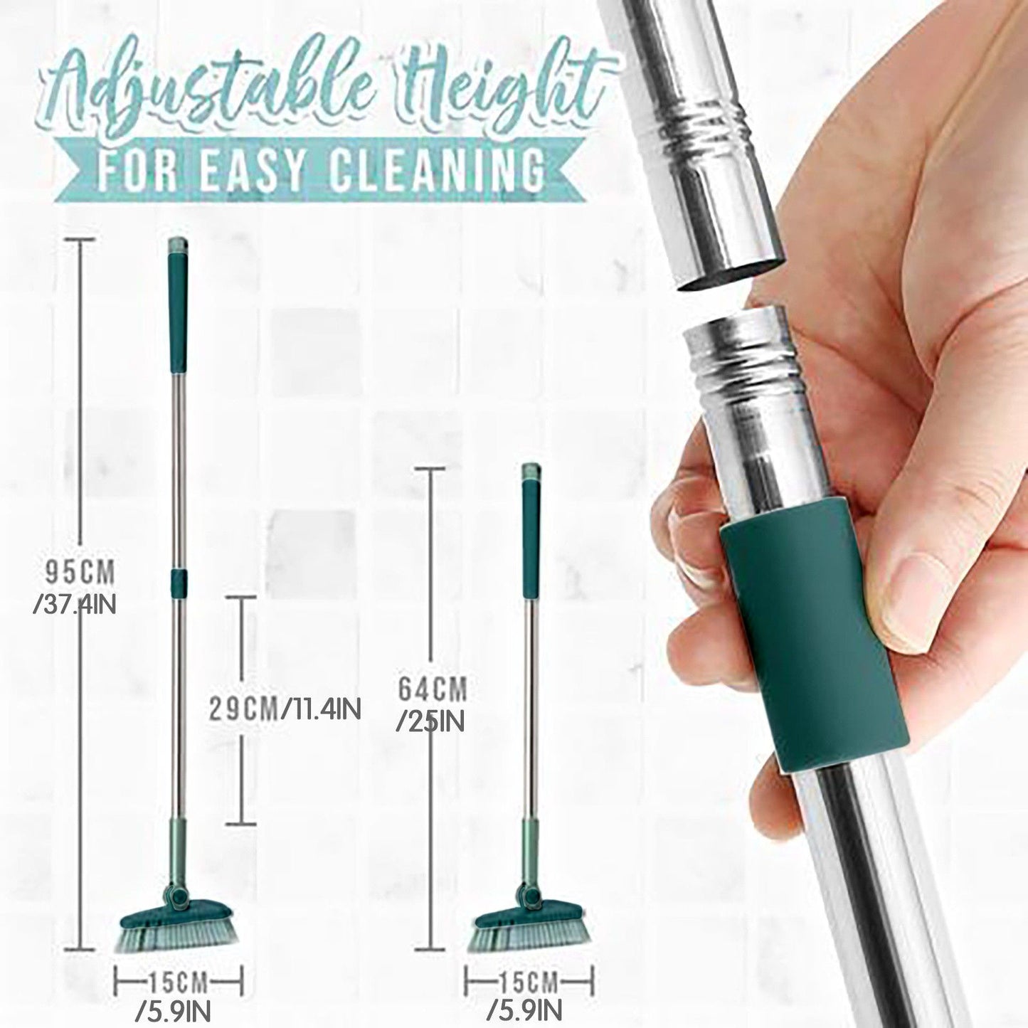 Bendable Corner Scrub Brush with Long Handle Removable Triangle Brush for Stairs Wall Bathroomand Kitchen V1294-YM0523-10322991
