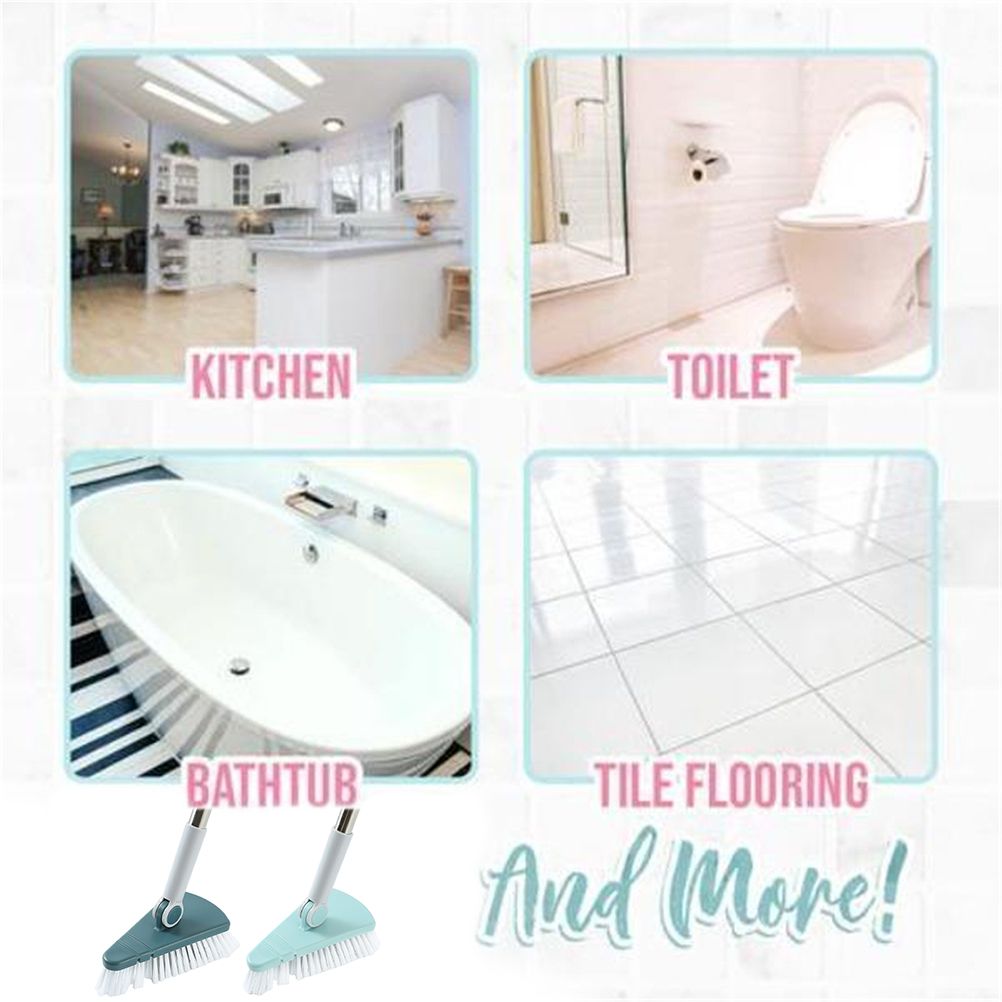 Bendable Corner Scrub Brush with Long Handle Removable Triangle Brush for Stairs Wall Bathroomand Kitchen V1294-YM0523-10322991