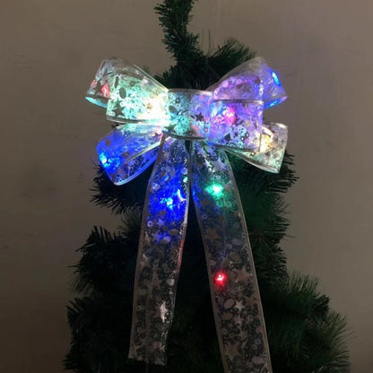 Glowing Christmas Transparent Bow Hanging Pendant Light Up Bow Hanging Ornaments String Lamp for Christmas V1294-YM0523-10323258