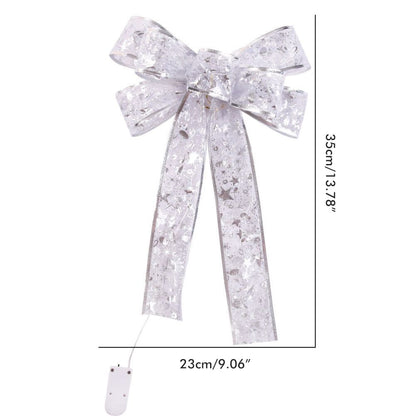 Glowing Christmas Transparent Bow Hanging Pendant Light Up Bow Hanging Ornaments String Lamp for Christmas V1294-YM0523-10323258