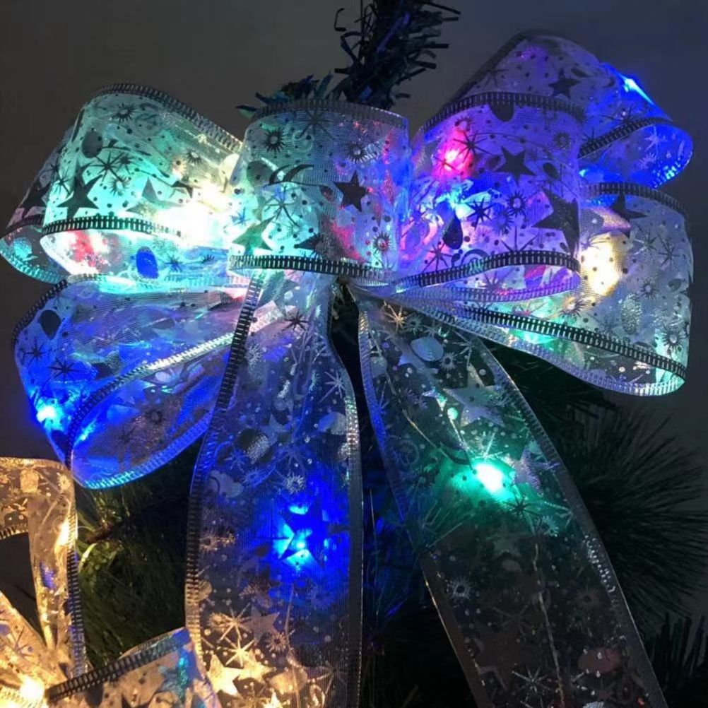 Glowing Christmas Transparent Bow Hanging Pendant Light Up Bow Hanging Ornaments String Lamp for Christmas V1294-YM0523-10323258