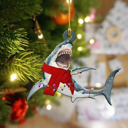 Christmas Decorations Wooden Shark Family Pendant Cute Fun Christmas Tree Hanging Decorations V1294-YM0523-10323454