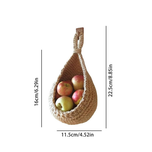 Hanging Wall Vegetable Fruit Basket Kitchen Hanging Storage Farm House Basket Bohemian Handwoven Wall Mount V1294-YM0523-10334624