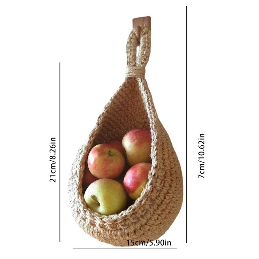 Hanging Wall Vegetable Fruit Basket Kitchen Hanging Storage Farm House Basket Bohemian Handwoven Wall Mount V1294-YM0523-10334627