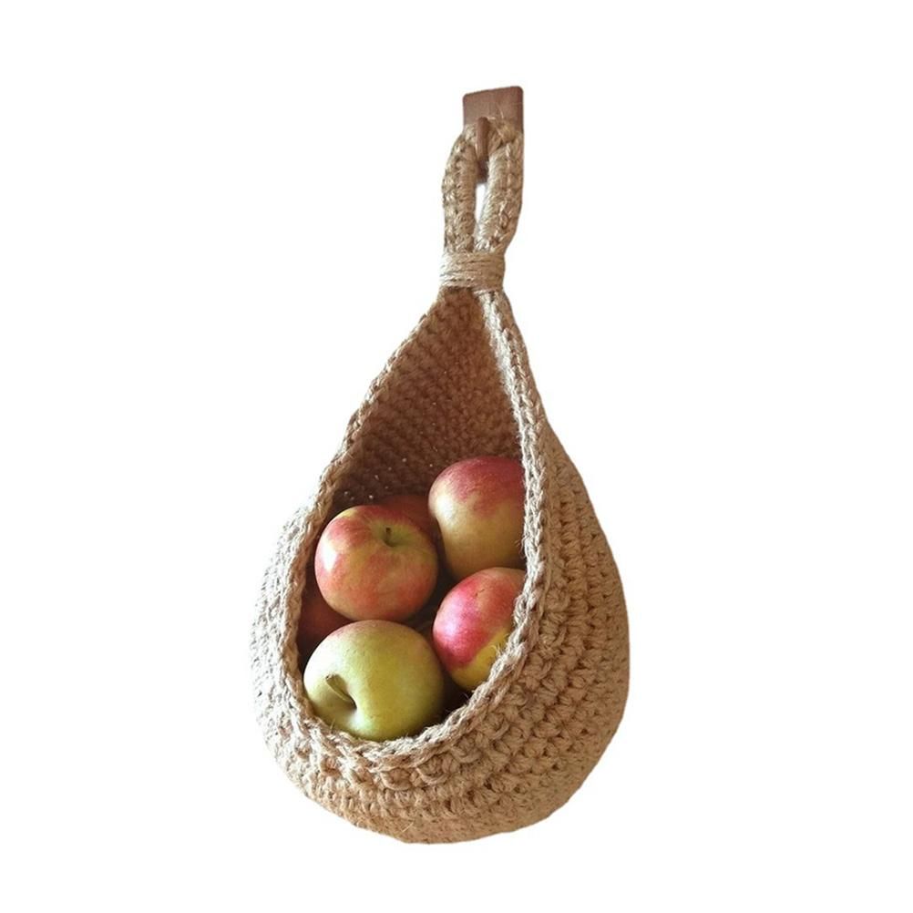 Hanging Wall Vegetable Fruit Basket Kitchen Hanging Storage Farm House Basket Bohemian Handwoven Wall Mount V1294-YM0523-10334627