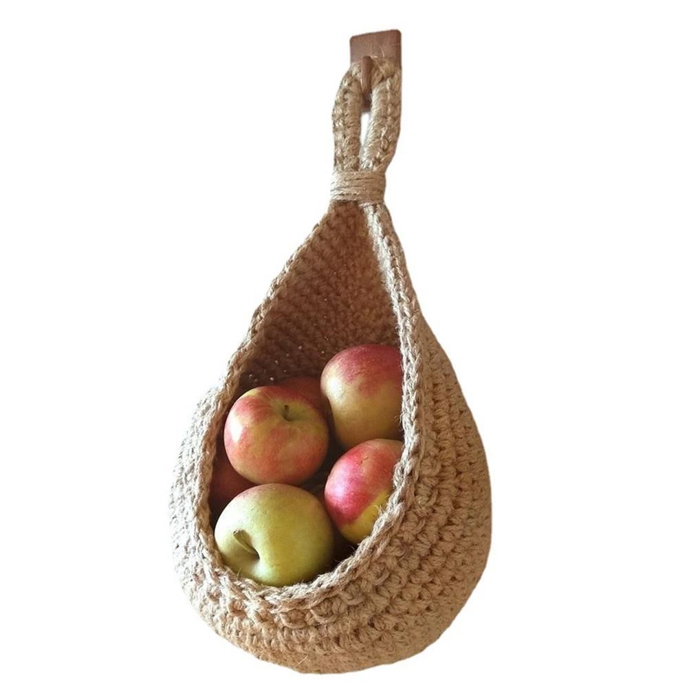 Hanging Wall Vegetable Fruit Basket Kitchen Hanging Storage Farm House Basket Bohemian Handwoven Wall Mount V1294-YM0523-10334627