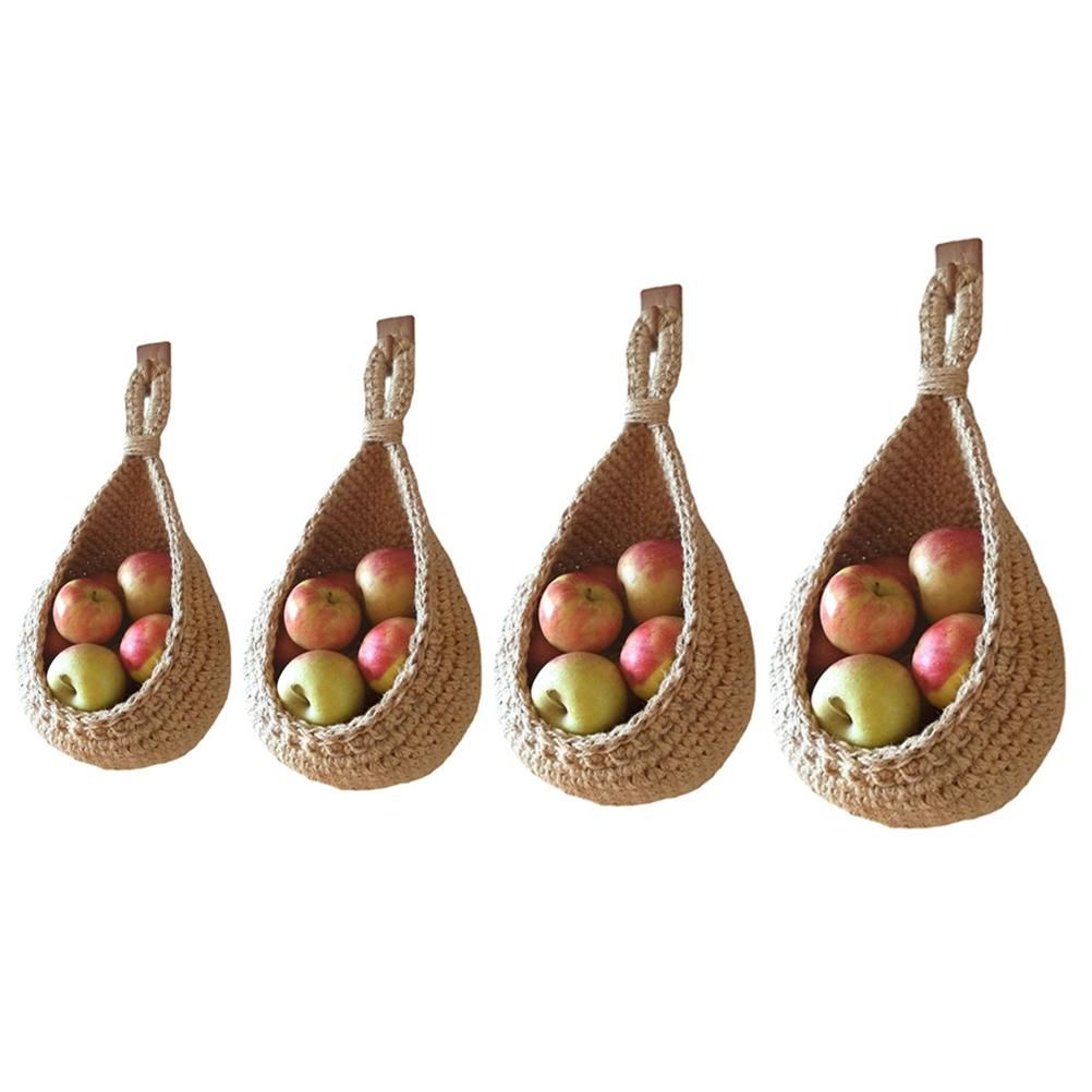 Hanging Wall Vegetable Fruit Basket Kitchen Hanging Storage Farm House Basket Bohemian Handwoven Wall Mount V1294-YM0523-10334627