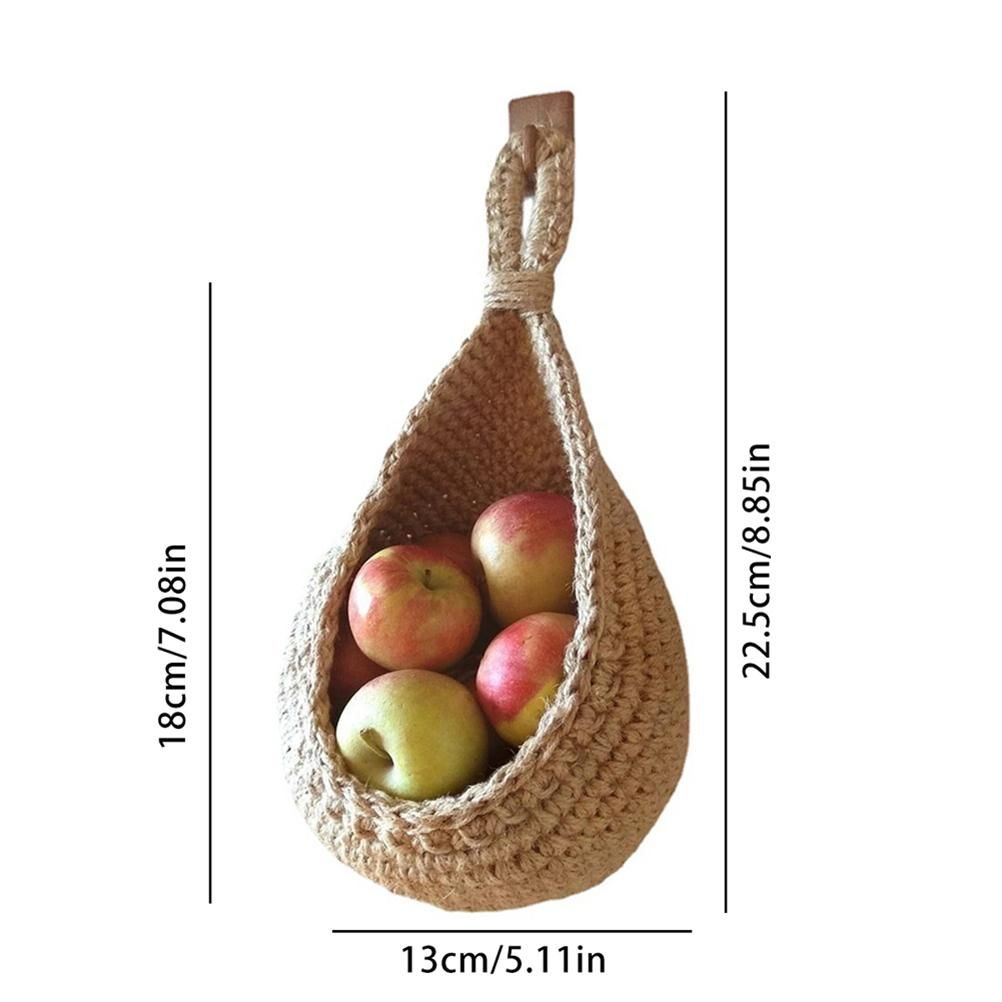Hanging Wall Vegetable Fruit Basket Kitchen Hanging Storage Farm House Basket Bohemian Handwoven Wall Mount V1294-YM0523-10334627