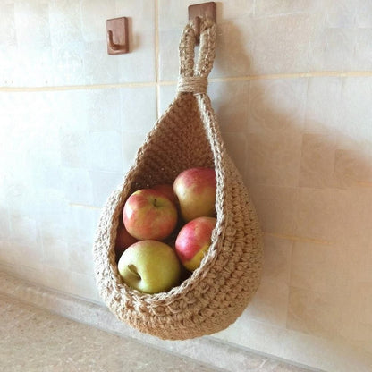 Hanging Wall Vegetable Fruit Basket Kitchen Hanging Storage Farm House Basket Bohemian Handwoven Wall Mount V1294-YM0523-10334627