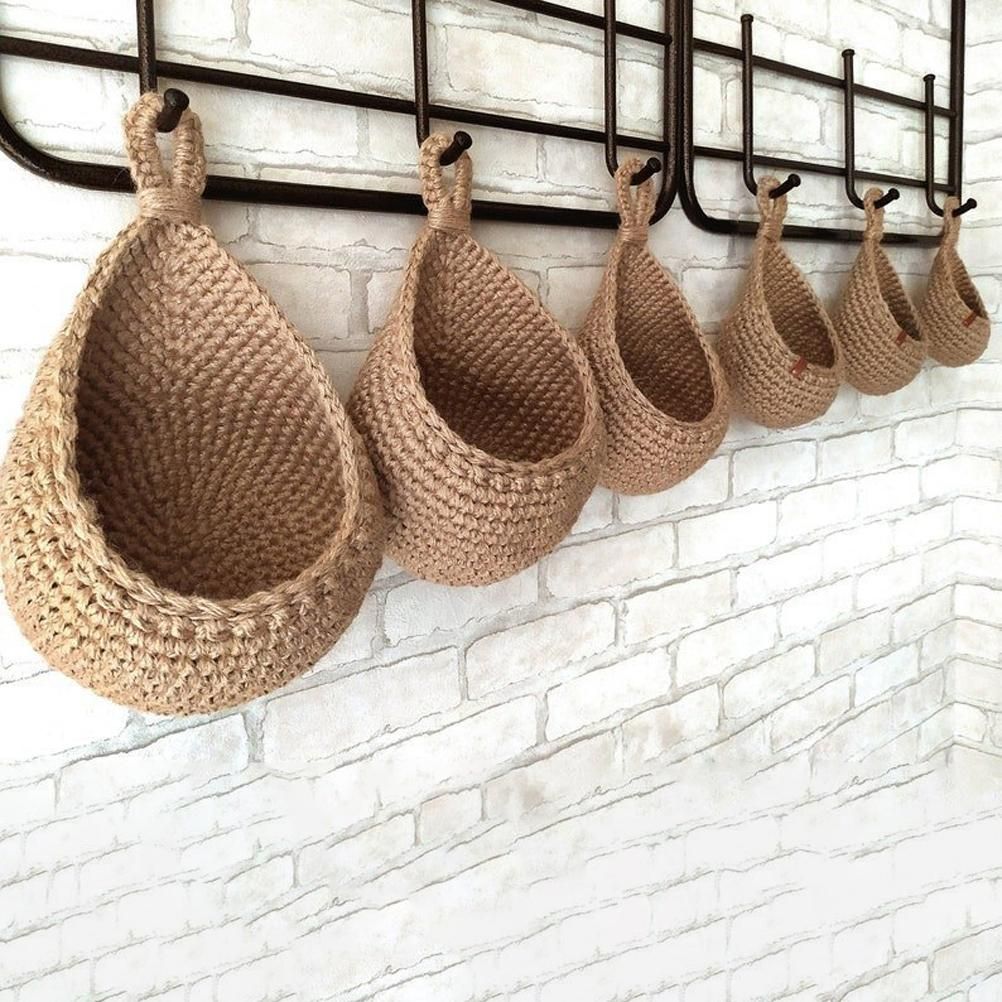 Hanging Wall Vegetable Fruit Basket Kitchen Hanging Storage Farm House Basket Bohemian Handwoven Wall Mount V1294-YM0523-10334627