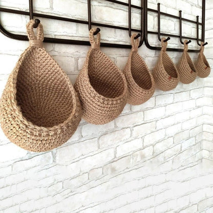 Hanging Wall Vegetable Fruit Basket Kitchen Hanging Storage Farm House Basket Bohemian Handwoven Wall Mount V1294-YM0523-10334627