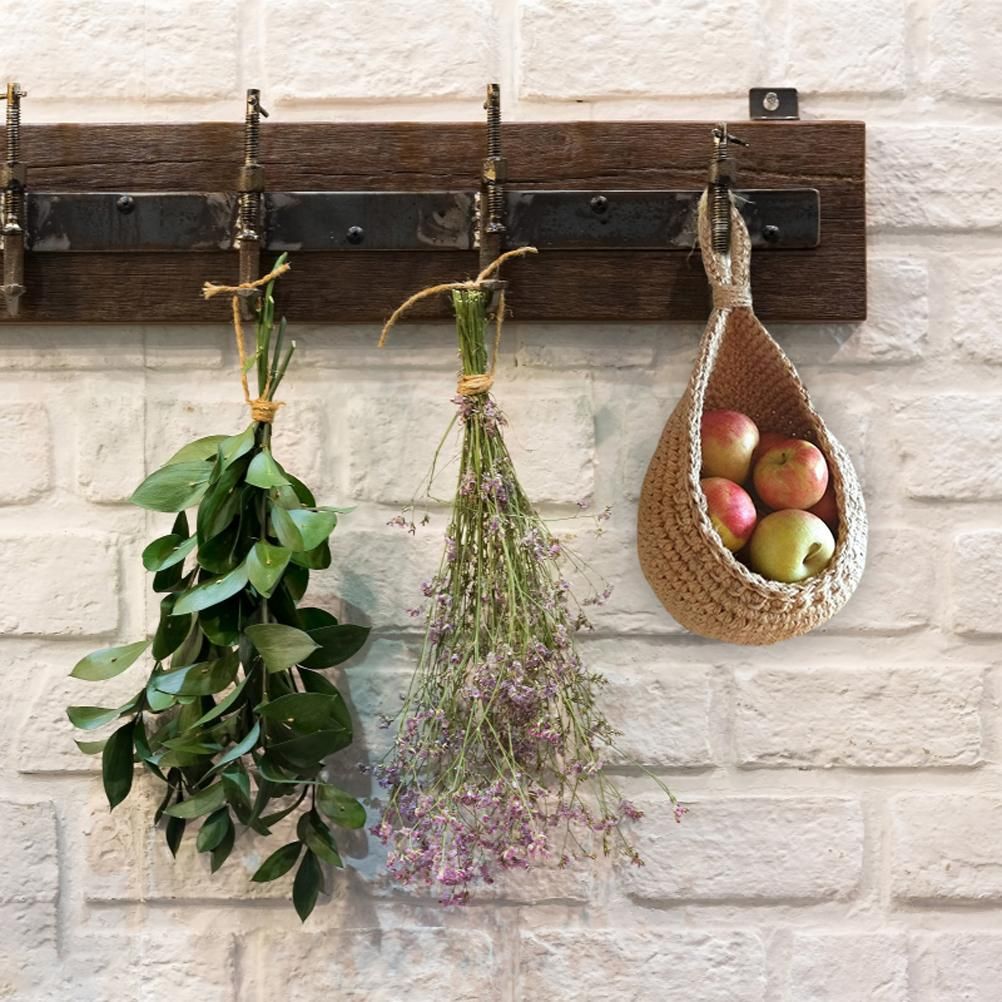 Hanging Wall Vegetable Fruit Basket Kitchen Hanging Storage Farm House Basket Bohemian Handwoven Wall Mount V1294-YM0523-10334627