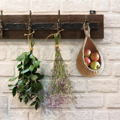 Hanging Wall Vegetable Fruit Basket Kitchen Hanging Storage Farm House Basket Bohemian Handwoven Wall Mount V1294-YM0523-10334627