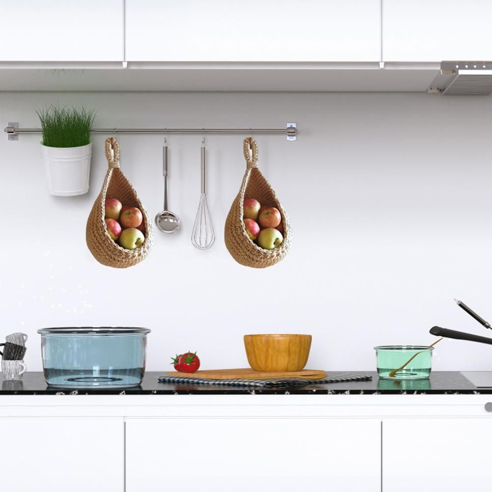 Hanging Wall Vegetable Fruit Basket Kitchen Hanging Storage Farm House Basket Bohemian Handwoven Wall Mount V1294-YM0523-10334627