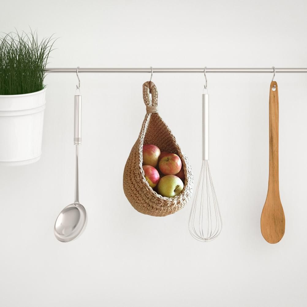 Hanging Wall Vegetable Fruit Basket Kitchen Hanging Storage Farm House Basket Bohemian Handwoven Wall Mount V1294-YM0523-10334627
