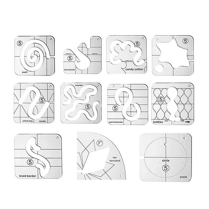11 Pcs DIY Quilting Template Set Domestic Sewing Acrylic Templates Ruler Series 5 for DIY Machine Quilting V1294-YM0523-10334657