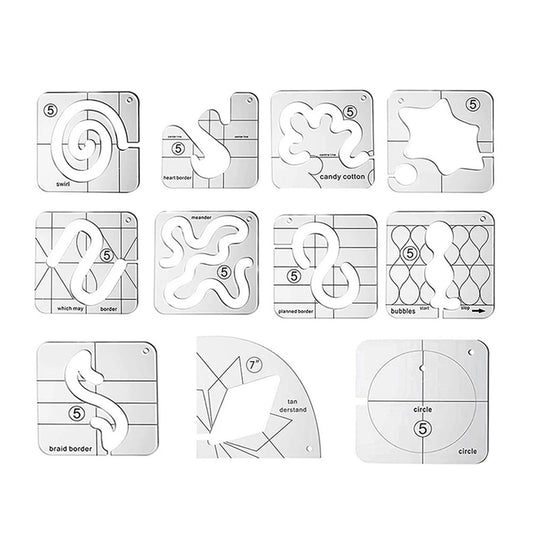 11 Pcs DIY Quilting Template Set Domestic Sewing Acrylic Templates Ruler Series 5 for DIY Machine Quilting V1294-YM0523-10334657