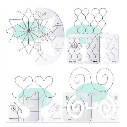 11 Pcs DIY Quilting Template Set Domestic Sewing Acrylic Templates Ruler Series 5 for DIY Machine Quilting V1294-YM0523-10334657