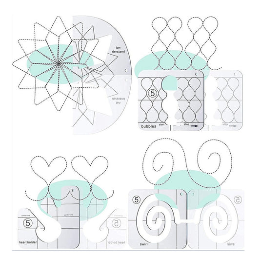 11 Pcs DIY Quilting Template Set Domestic Sewing Acrylic Templates Ruler Series 5 for DIY Machine Quilting V1294-YM0523-10334657