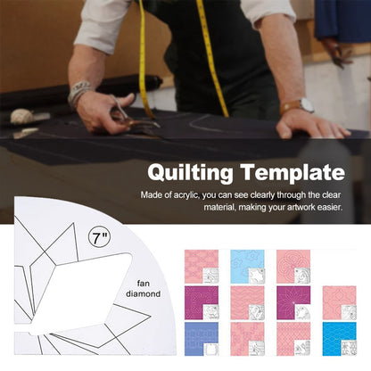 11 Pcs DIY Quilting Template Set Domestic Sewing Acrylic Templates Ruler Series 5 for DIY Machine Quilting V1294-YM0523-10334657