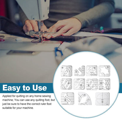 11 Pcs DIY Quilting Template Set Domestic Sewing Acrylic Templates Ruler Series 5 for DIY Machine Quilting V1294-YM0523-10334657