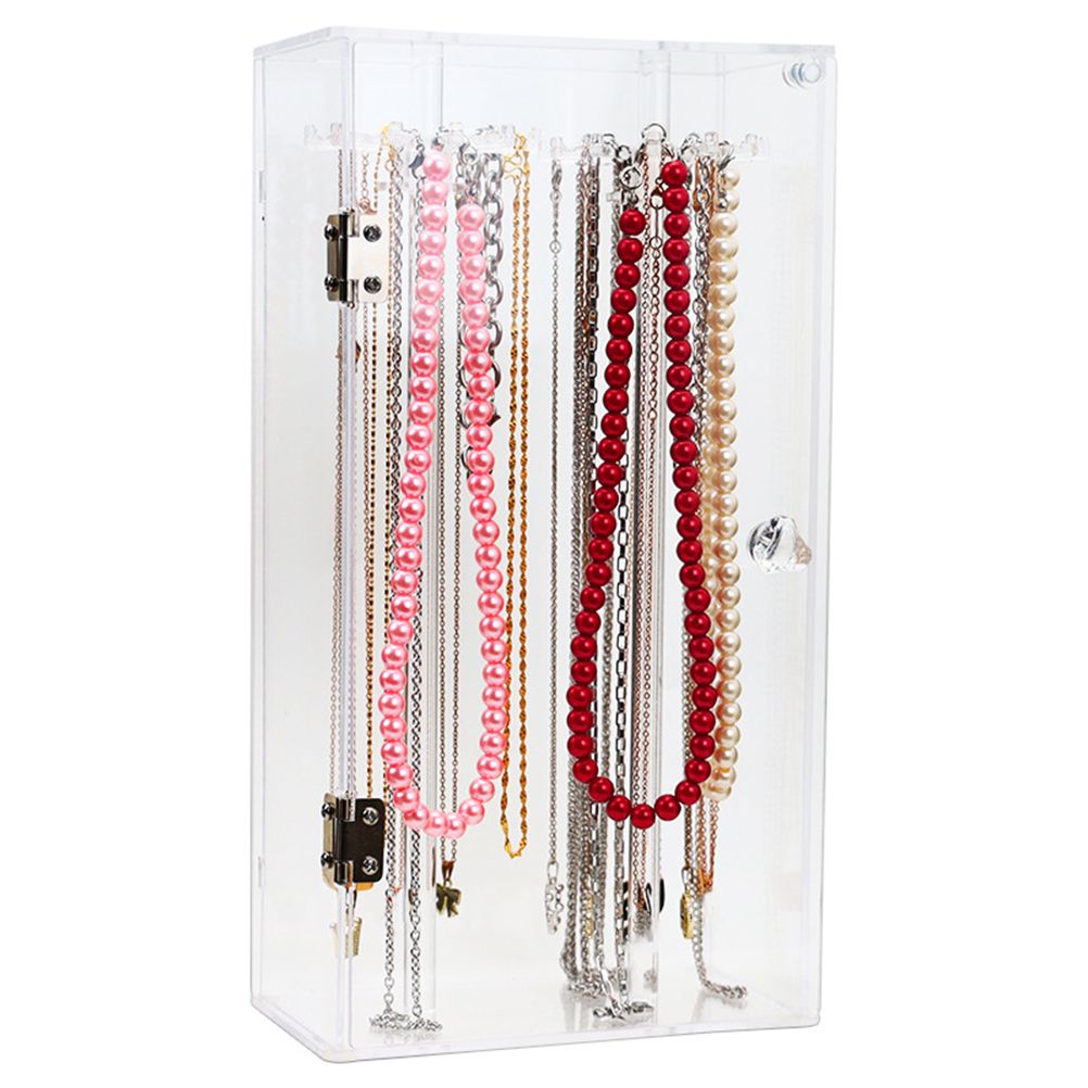 Acrylic Necklace Holder with 24 Hooks Clear Necklace Organizer Dustproof Rotation Jewelry Storage Stand V1294-YM0523-10335042
