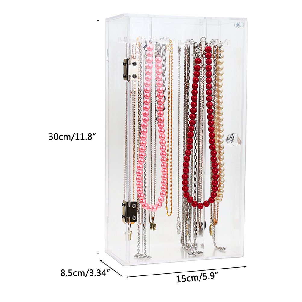 Acrylic Necklace Holder with 24 Hooks Clear Necklace Organizer Dustproof Rotation Jewelry Storage Stand V1294-YM0523-10335042